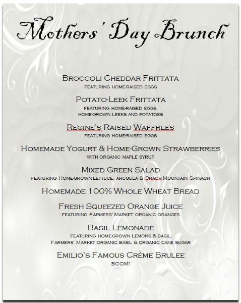 Mothersdaymenu