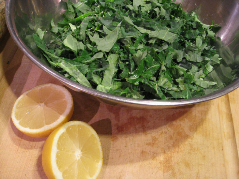 Massage the lemon juice into the kale to help break it down and make it digestible