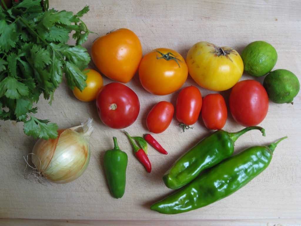 Tomatoes, peppers, onion and cilantro are simple ingredients to this simple salsa