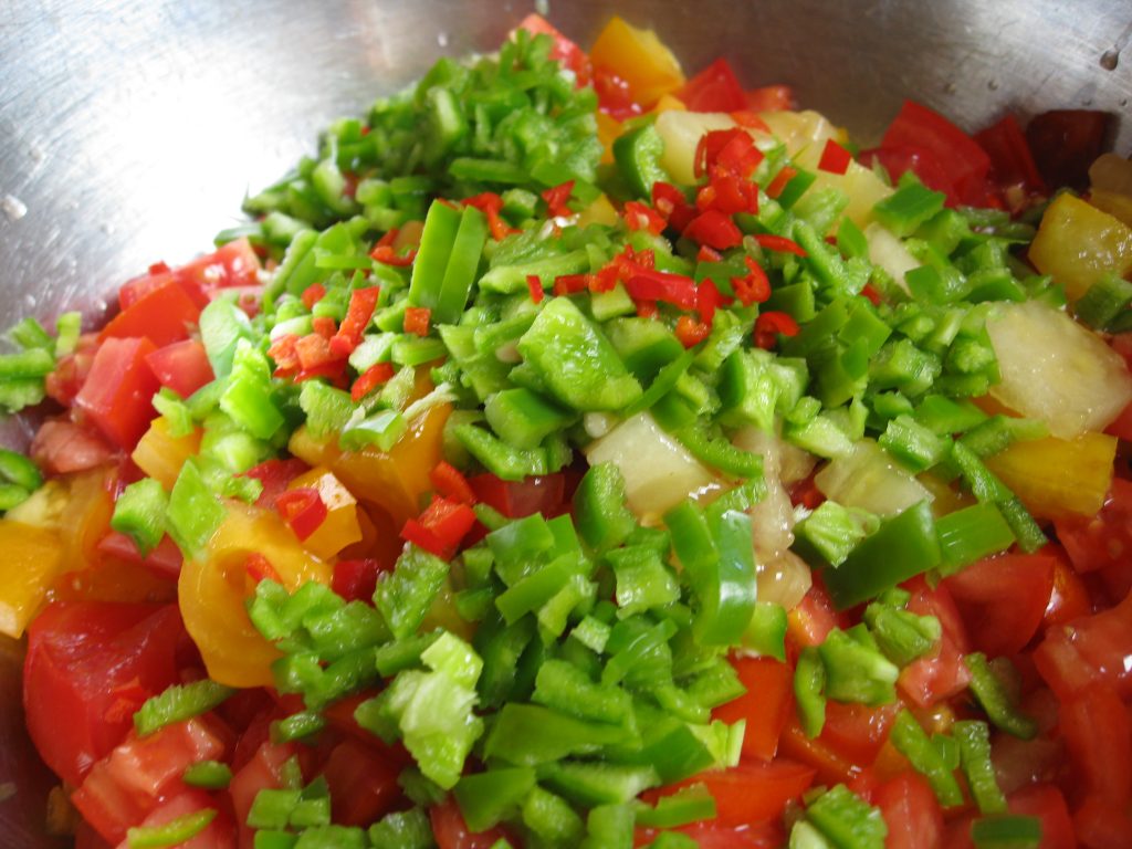 Instructions are simple: chop everything up into a bowl.