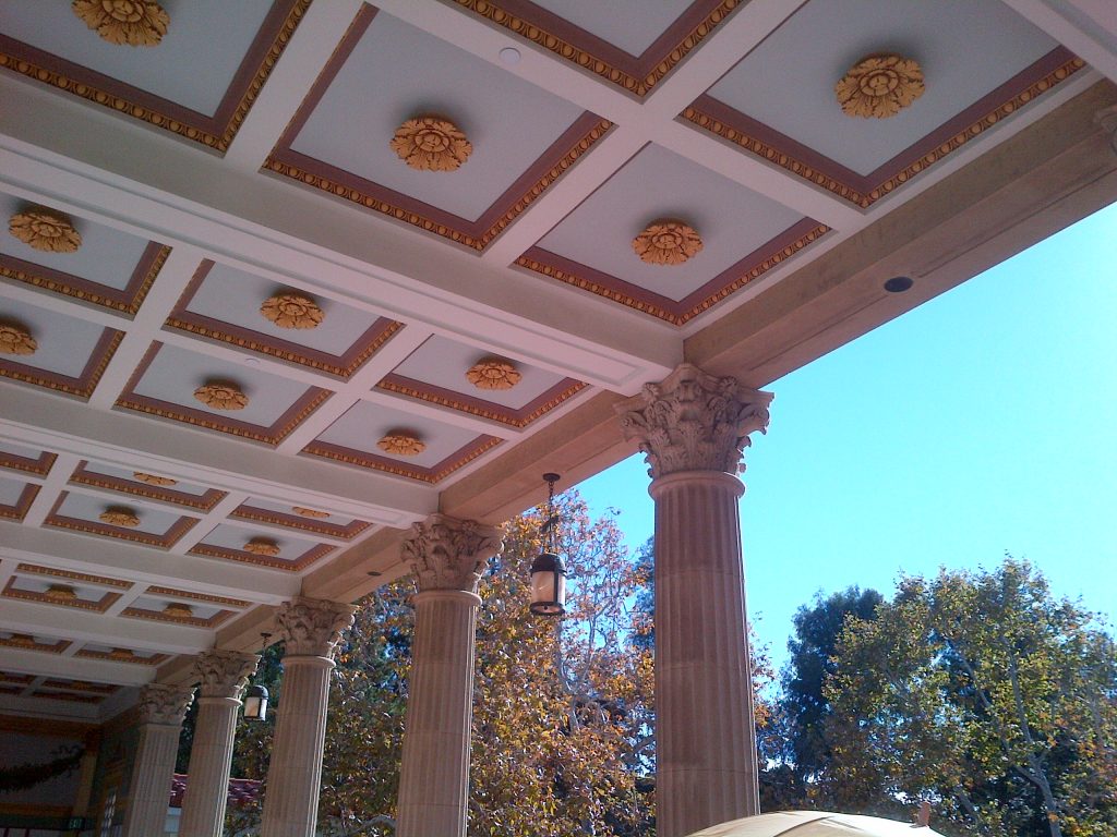 Corinthian style columns use acanthus leaves to adorn the capitals. 