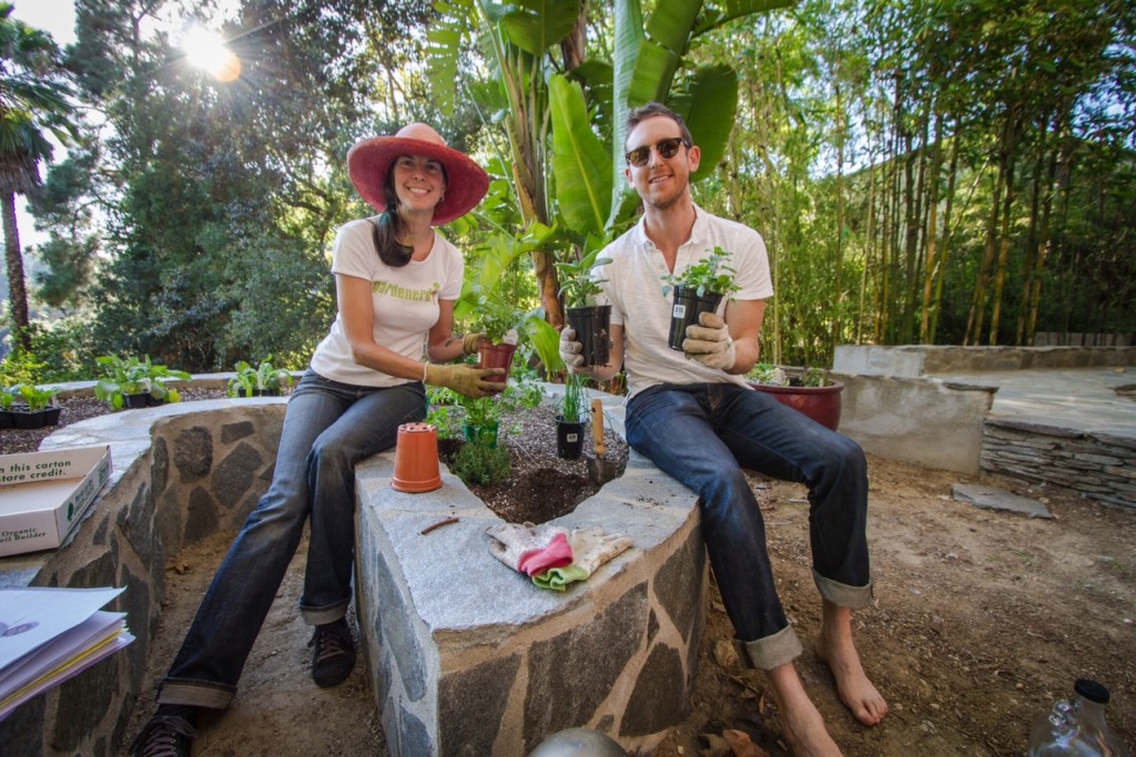 Jesse and Gardenerd, planting herbs