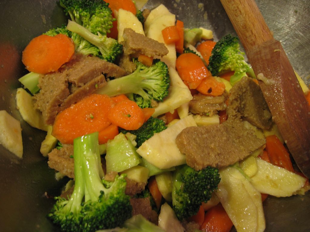 Broccoli, homegrown carrots and parsnips are showcased in this winter recipe