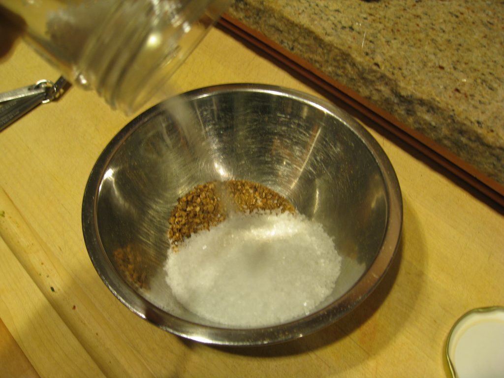 salt and mushrooms in a bowl