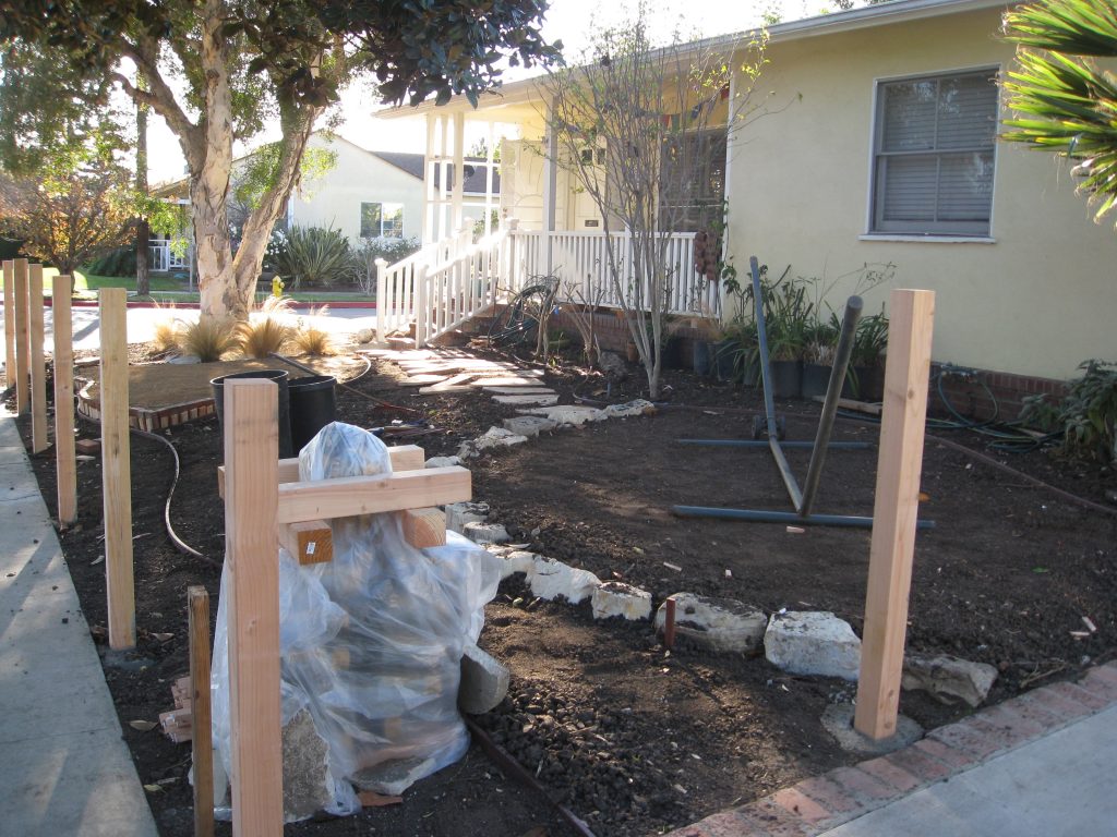 Stones found on the property were used to create a platform for the hammock.