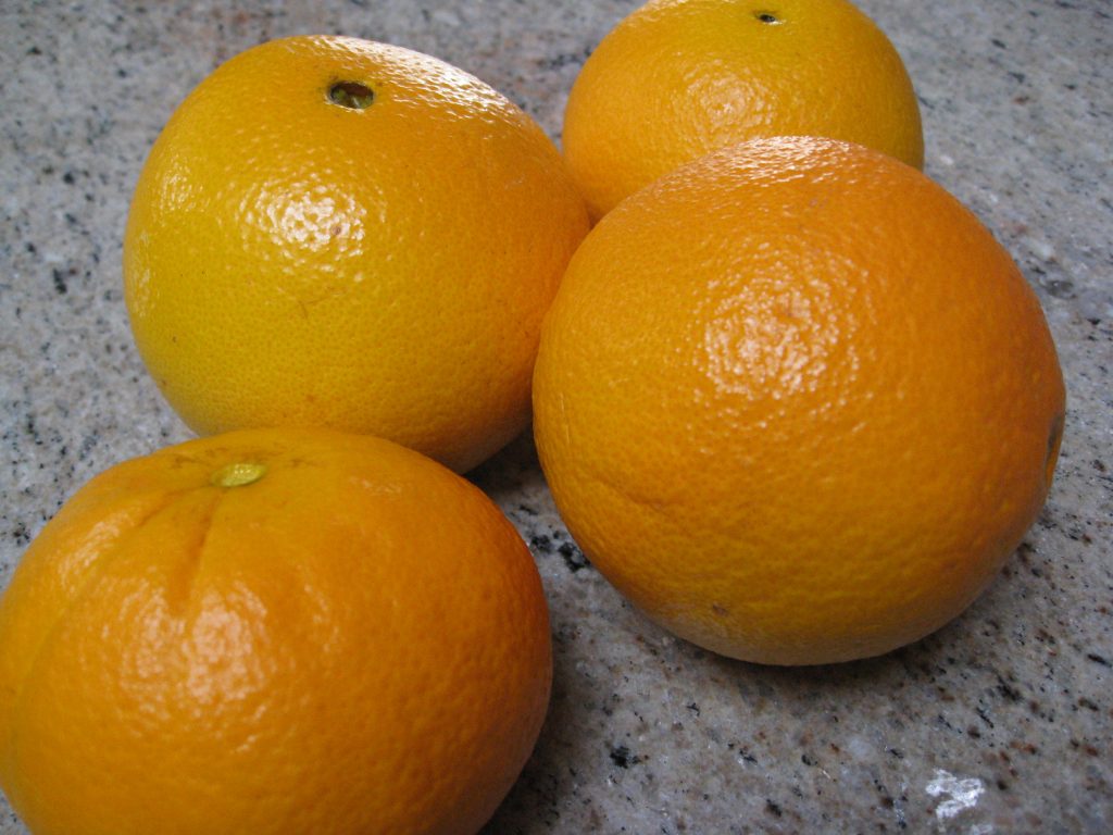 Fresh oranges from our tree