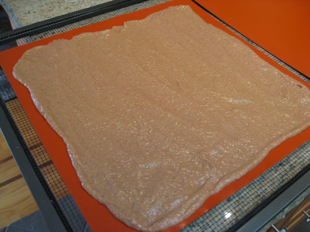 Apple mixture on a dehydrator sheet