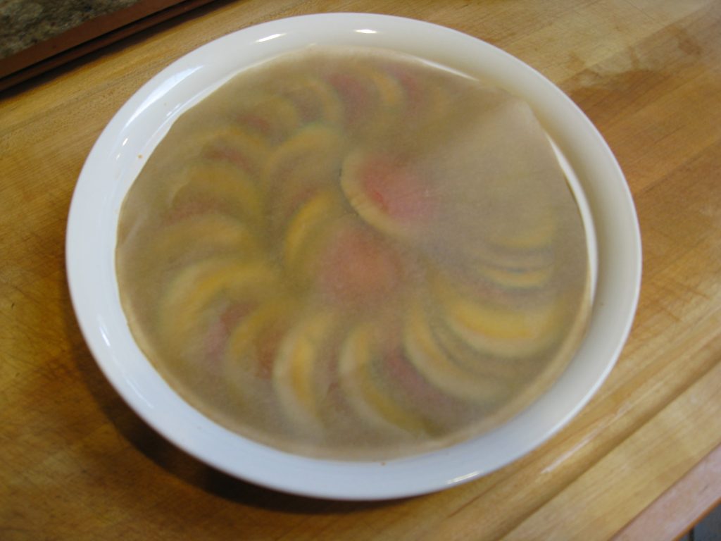 Parchment paper prevents the vegetables from browning in the oven.