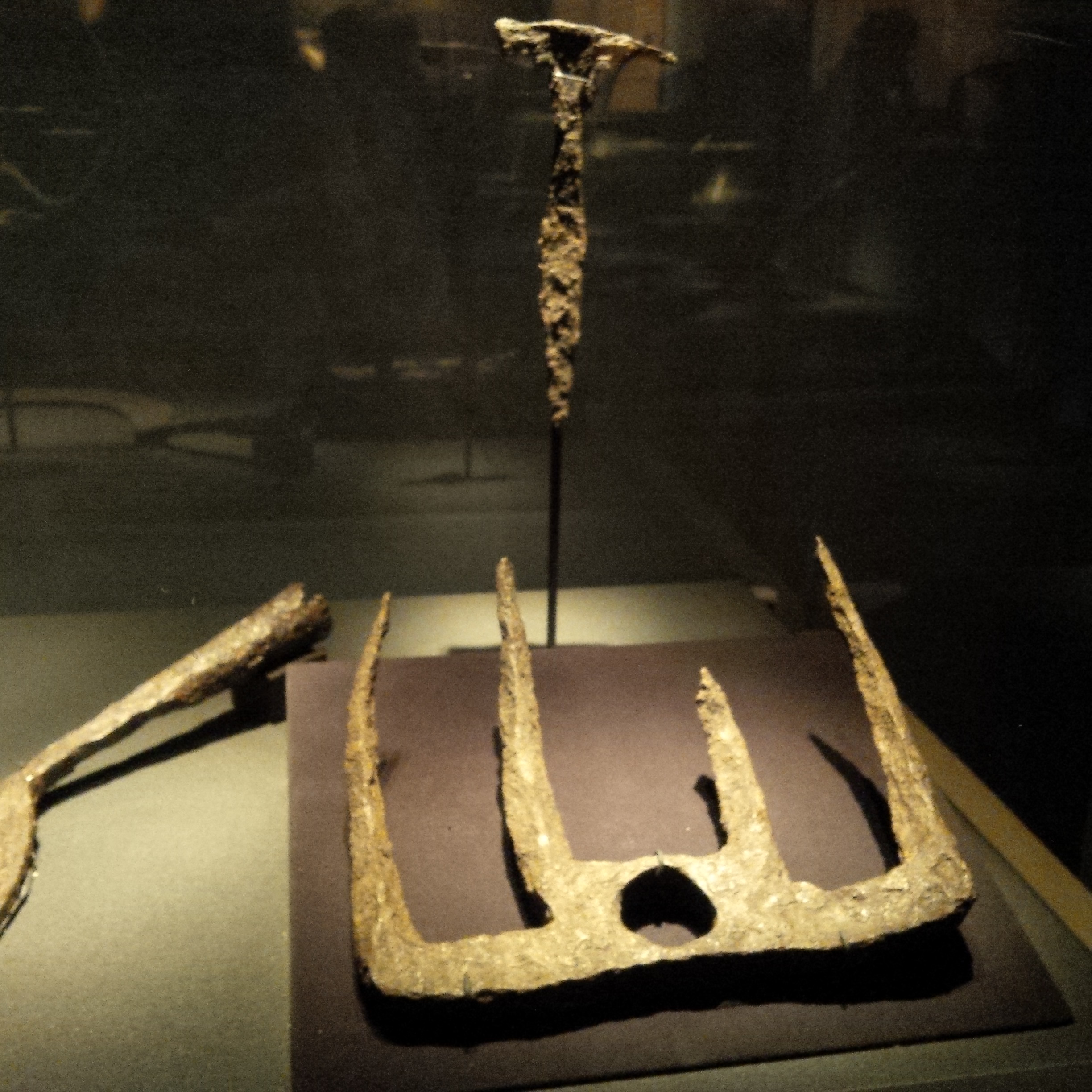 A digging fork and dibber used by ancient Pompeians. 
