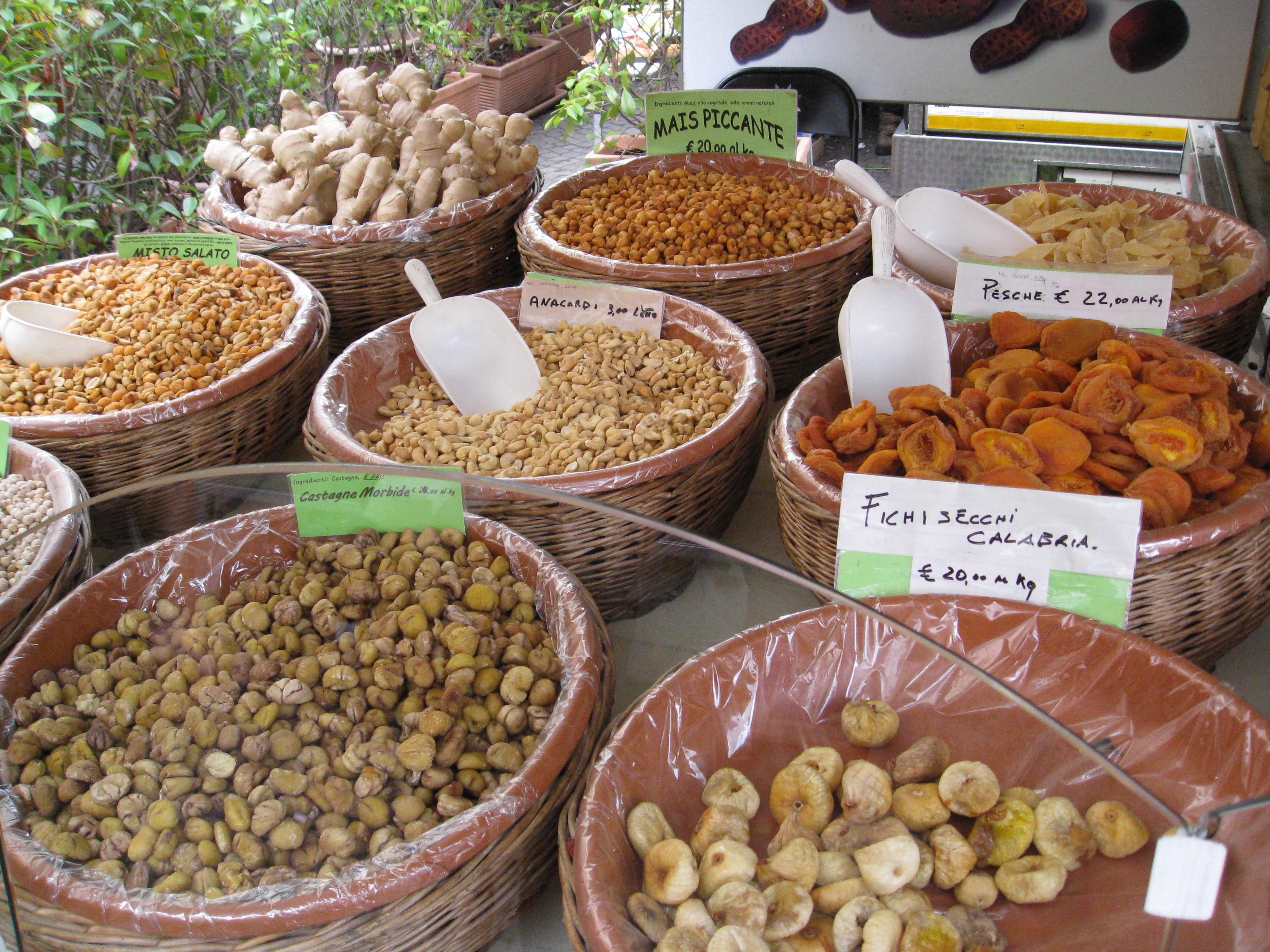 Dried fruits, cashews and ginger available off the truck.