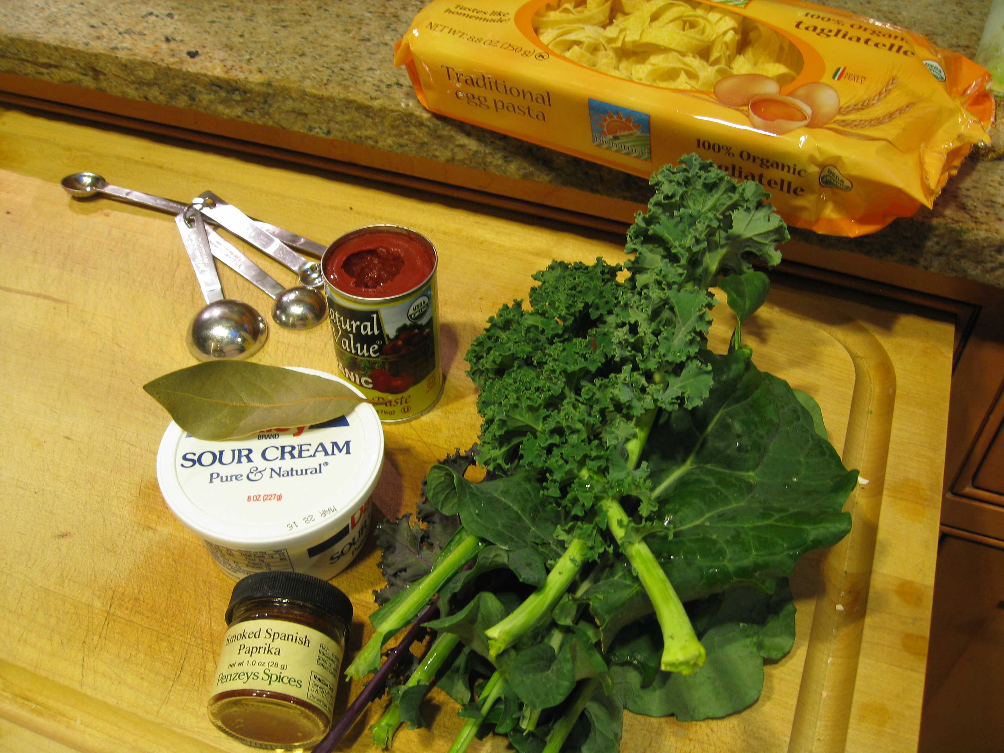 The recipe specifies for "a bunch of kale." We think the more, the better. 
