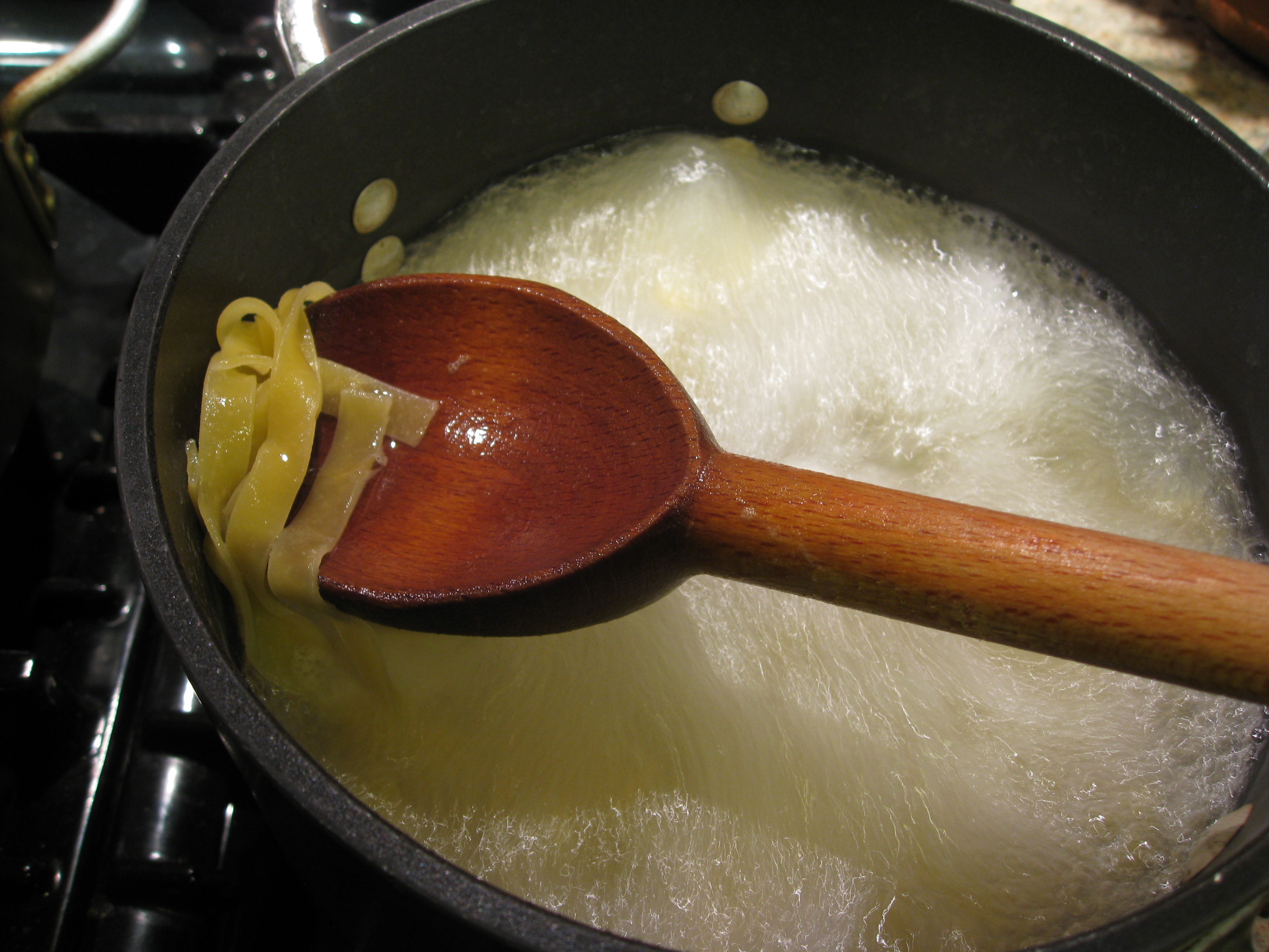 Meanwhile, boil water and add egg noodles for about 4 minutes until al dente. 