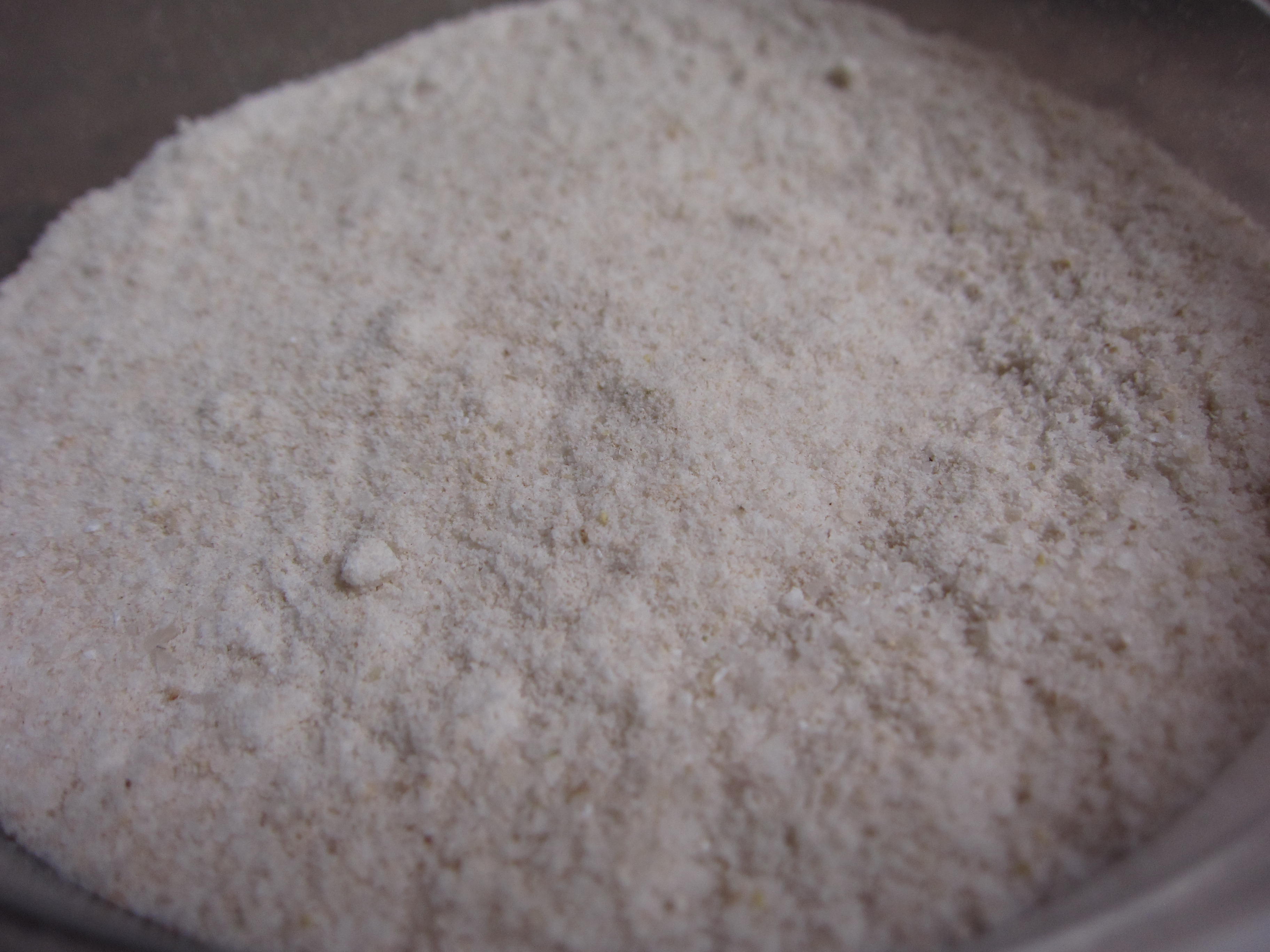 A closeup of the finished rice flour. Mockmill did a great job.