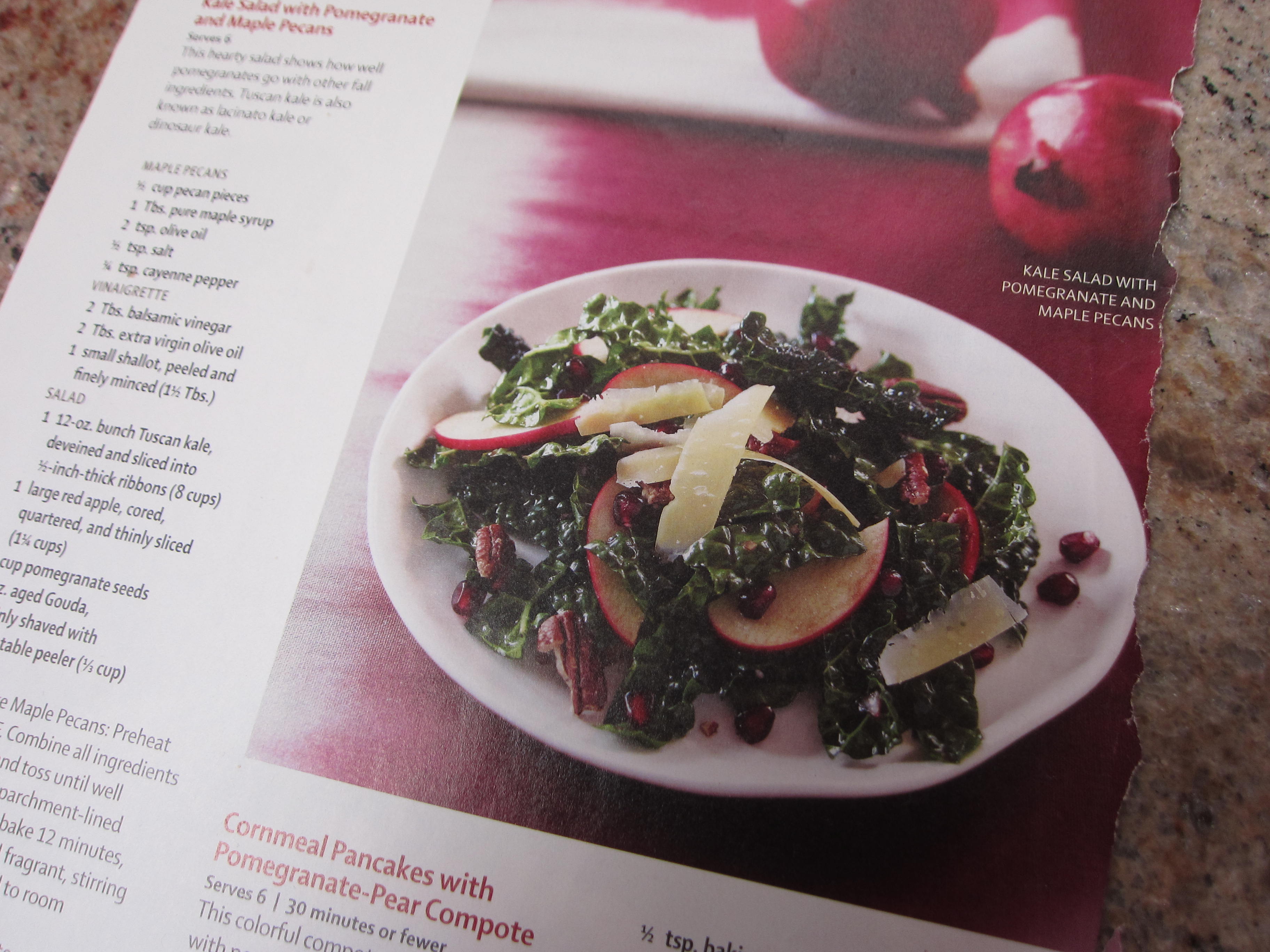 Kale Salad with Pomengranate and Maple Pecans