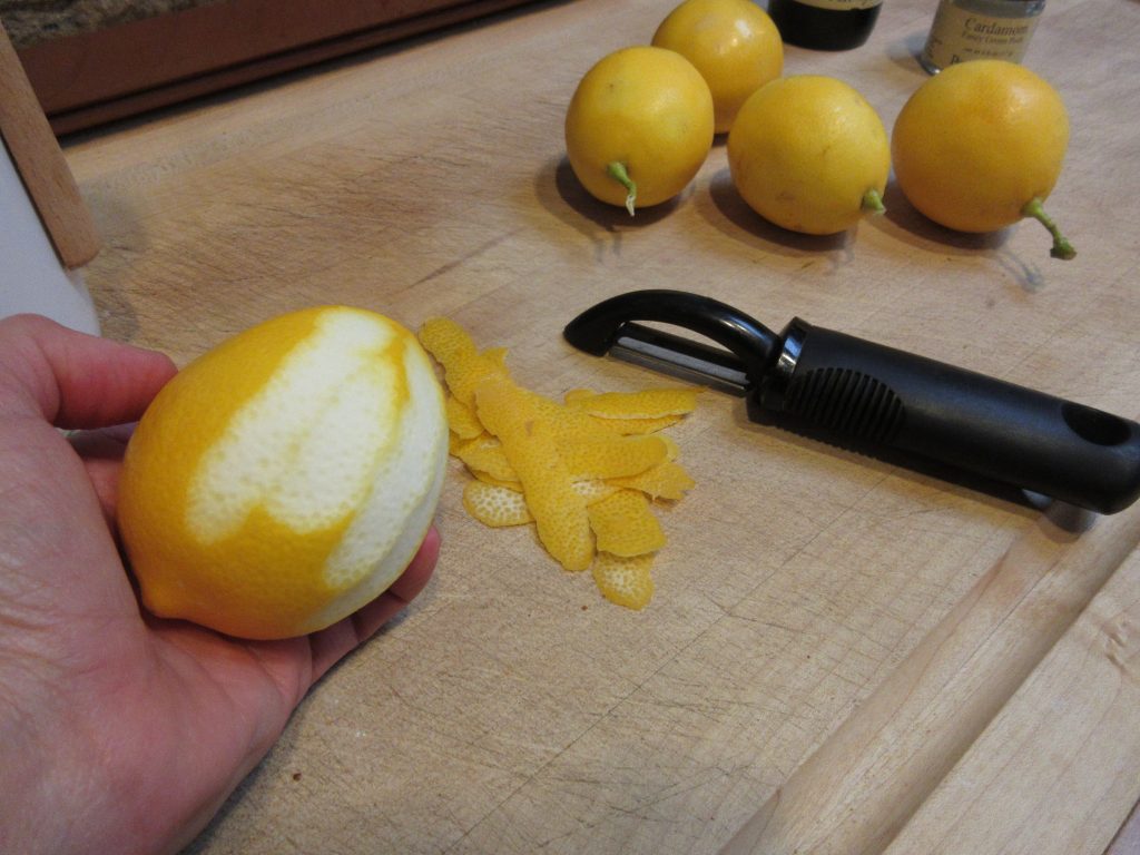 Lemon Cardamom ice cream peel
