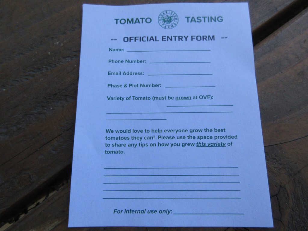 Tomato tasting entry form