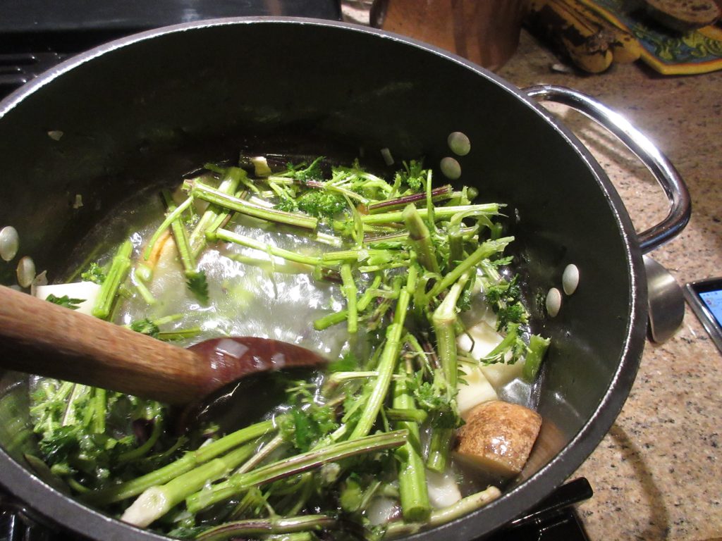 Nettle stems and potatoes