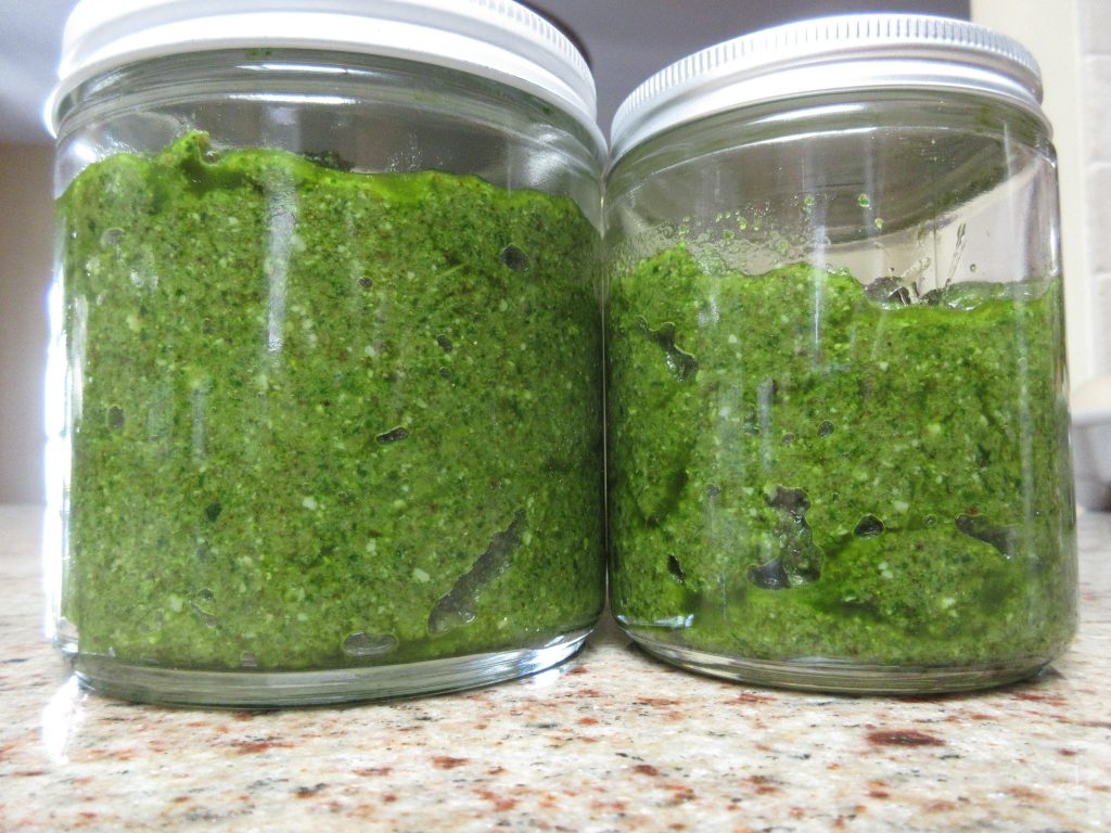 Nasturtium pesto finished