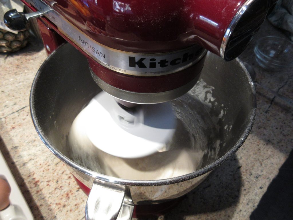 Mixing sourdough pretzel dough