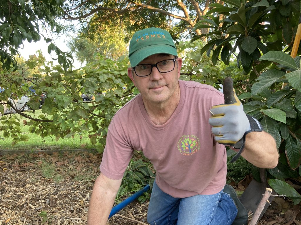 Greg Peterson in the mulch