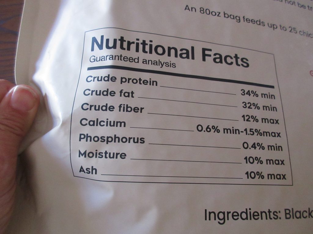 Nutrition label Grub Terra