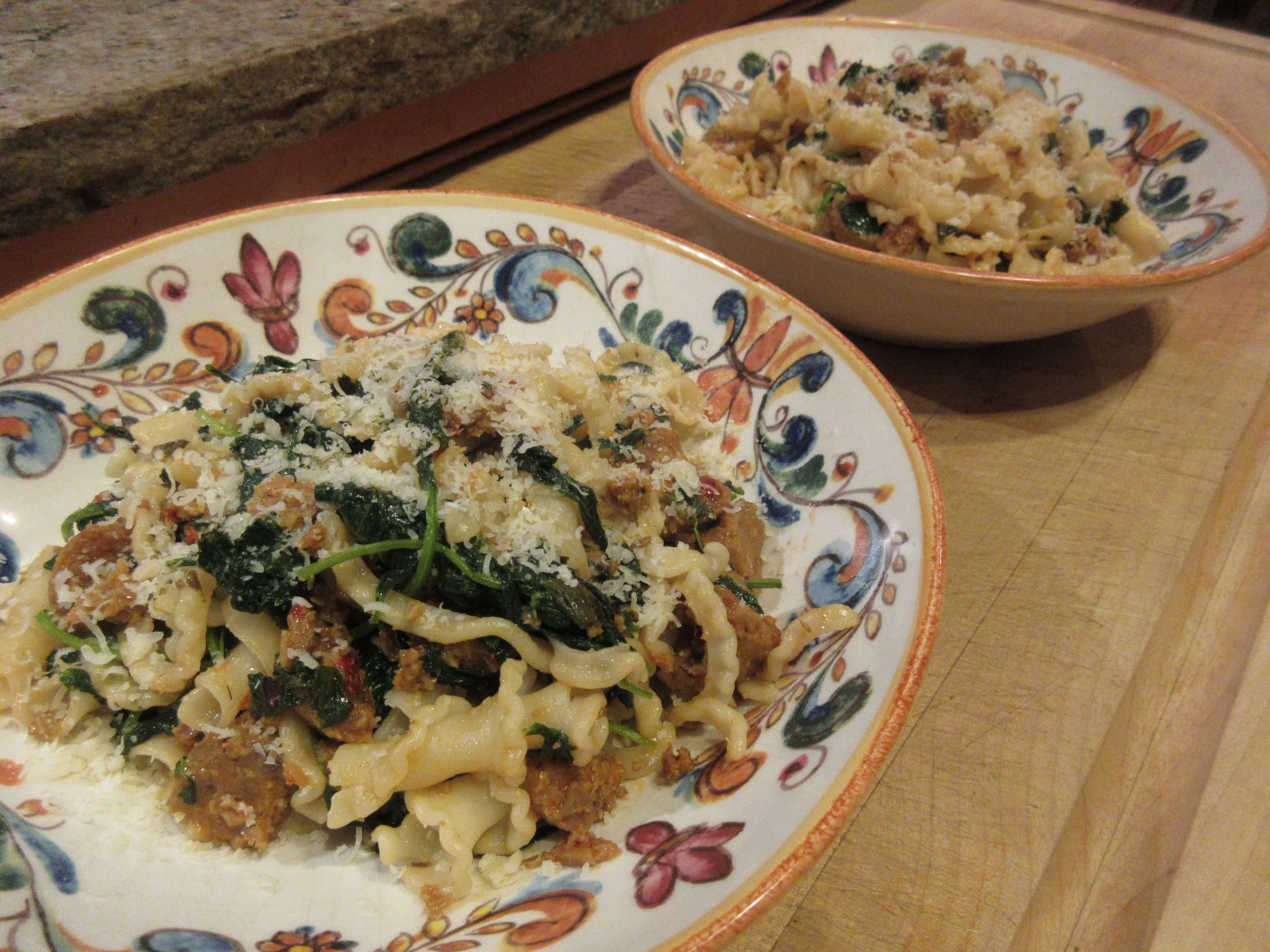 You are currently viewing Recipe: Farro Pasta with Nettles and (Vegan) Sausage
